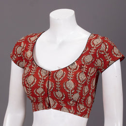 Red Hand Block Printed Cotton Blouse 10074497