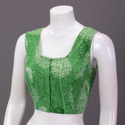 Green Hand Block Printed Cotton Blouse 10074503