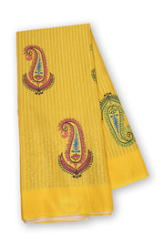 Yellow Printed Semi Tussar Silk Saree 10074901
