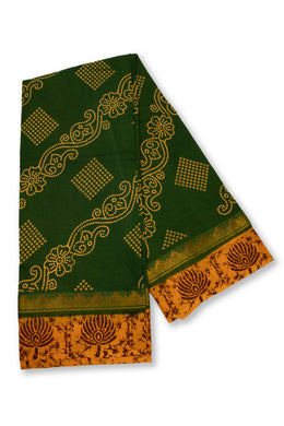 Green Handcrafted Sungudi Cotton Saree 10074927