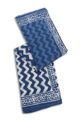 Indigo Blue Dyed Mulmul Cotton Saree 10075056