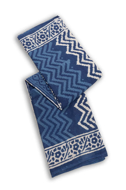 Indigo Blue Dyed Mulmul Cotton Saree 10075060