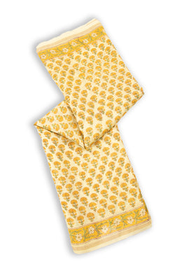 Yellow Sanganeri Printed Silk Cotton Saree 10075712