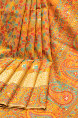 Yellow Kashmiri Kani Soft Silk Saree 10075979