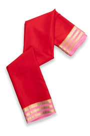 Red Mysore Crepe Silk Saree With Zari Border 10076228