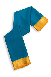 Blue Mysore Crepe Silk Saree With Zari Border 10076229