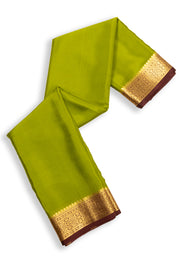 Green Mysore Crepe Silk Saree With Zari Border 10076233