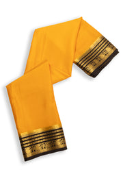 Yellow Mysore Crepe Silk Saree With Zari Border 10076241