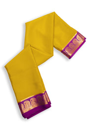 Yellow Mysore Crepe Silk Saree With Zari Border 10076235