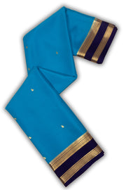 Blue Mysore Crepe Silk Saree With Zari Border 10076245