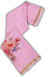 Pink Mysore Crepe Silk Saree With Floral Motifs 10076259