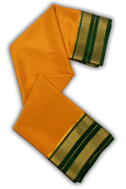 Yellow Mysore Crepe Silk Saree With Zari Border 10076258