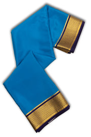 Blue Mysore Crepe Silk Saree With Zari Border 10076264