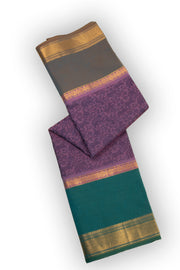 Midnight Mulberry Purple Handloom Vanashringaram Kanchi Cotton Saree with Ganga Jamuna Border 10076462