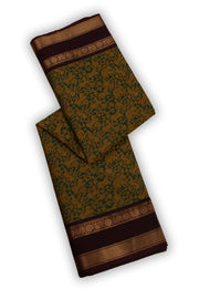 Aqua Forest Green Handloom Vanashringaram Kanchi Cotton Saree with Peacock Zari Border 10076467