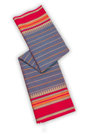 Periwinkle Blue Handloom Kanchi Cotton Saree with Stripes and Temple Border 10076475