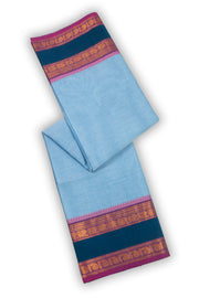 Angel Blue Handloom Kanchi Cotton Saree with Peacock And Paisley Zari Border 10076482