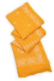 Mango Yellow Tie And Dye Bandhani Embroidered Cotton Saree 10076499