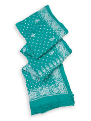 Atlantic Ocean Blue Tie And Dye Bandhani Embroidered Cotton Saree 10076502