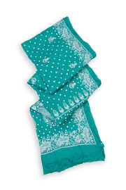 Atlantic Ocean Blue Tie And Dye Bandhani Embroidered Cotton Saree 10076502