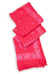 Poppy Pink Tie And Dye Bandhani Embroidered Cotton Saree 10076503