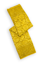 Saffron Dust Yellow Dhakai Batik Silk saree With Geometric Motifs and Floral Motifs 10076574