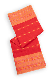 Cherry Bloom Red Bengal Handwoven Cotton Saree With Buttas 