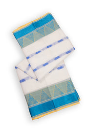 Vanilla Cloud White Bengal Handwoven Cotton Saree With Temple Border 10076587