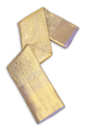 Moonlight Lavender Purple Kanjivaram Tissue Silk Saree With Paisley And Floral Design 10076703