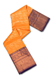 Pumpkin Glow Orange Kanjivaram Pure Silk Saree With Floral Design 10076707