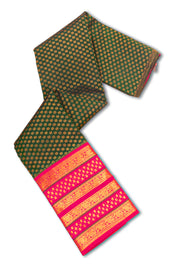 Hidden Leaf Green Kanjivaram Pure Silk Saree With Golden Zari Floral Butta Design 10076713