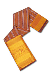 Berry Maroon Monotone Kanjivaram Pure Silk Saree With Striped Floral And Geometric Design 10076723