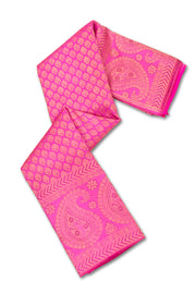Fuchsia Rose Pink Monotone Kanjivaram Pure Silk Saree With Floral Design And Floral Border 10076728
