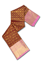 Vintage Wine Maroon Kanjivaram Pure Silk Saree With Peacock Design And Peacock Border 10076730