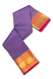 Royal Violet Blue Kanjivaram Pure Silk Saree With Butta Design And Zari Border 10076731