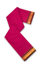 Wine Berry Magenta Kanjivaram Pure Silk Saree With Stripes Design And Paisley Border 10076737