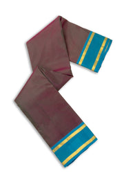 Vintage Mulberry Purple Kanjivaram Pure Silk Saree With Contrast Zari Border 10076753 