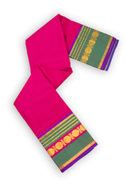Berry Fuchsia Pink Kanjivaram Pure Silk Saree With Stripes Design And Thandavalam Border 10076763