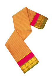 Golden Beetle Kanjivaram Pure Silk Saree With Stripes Design And Thandavalam Border 10076764