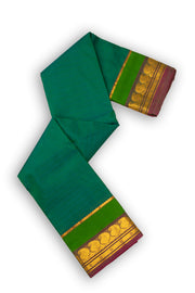 Evergreen Teal Green Kanjivaram Pure Silk Saree With Stripes Design And Thandavalam Border 10076772