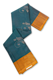Ocean Mist Blue Handloom Kanjivaram Soft Silk Saree With Paisley Motifs Design 10076781