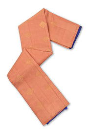 Apricot Rose Peach Handloom Borderless Kanjivaram Soft Silk Saree 10076783