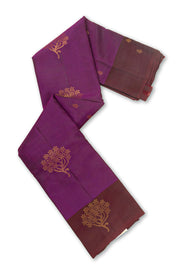 Enchanted Plum Purple Handloom Kanjivaram Soft Silk Saree With Floral Motifs Design 10076789