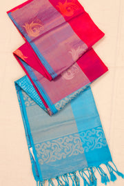 Crimson Kissed Pink Handloom Kanjivaram Soft Silk Saree With Peacock Motifs Design And Peacock Border 10076793