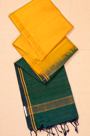 Sunflower Gold Yellow Handloom Borderless Kanjivaram Soft Silk Saree 10076796