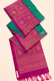 Ocean Mist Green Handloom Kanjivaram Soft Silk Saree With Floral Butta Design 10076797