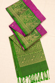 Berry Wine Purple Handloom Kanjivaram Soft Silk Saree With Paisley Butta Design And Paisley Border 10076798