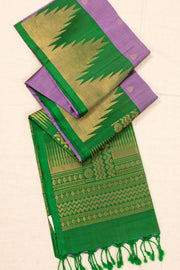 Moonlight Lavender Handloom Kanjivaram Soft Silk Saree With Butta Design And Temple Border 10076799