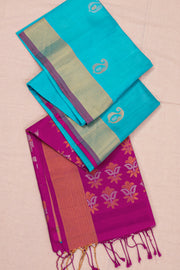 Seaside Teal Blue Handloom Kanjivaram Soft Silk Saree With Paisley Design And Zari Border 10076805