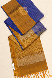 Deep Royal Blue Handloom Kanjivaram Soft Silk Saree With Contrast Border 10076806